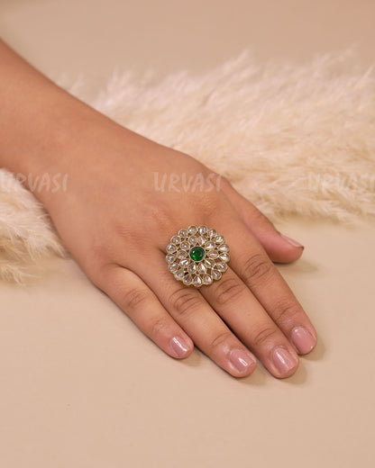 Mehendi Polish Floral Teardrop Designed Finger Ring FR 108
