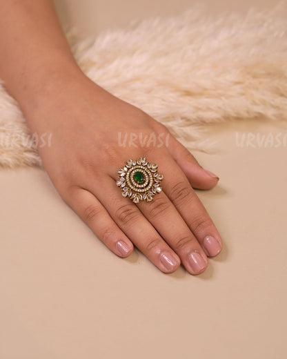 Mehendi Polish Leaf Designed Finger Ring FR 106