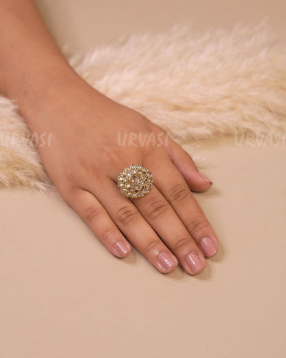 Mehendi Polish Floral Stone Finger Ring FR 103