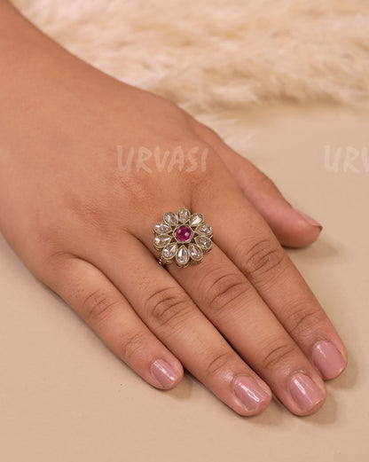Mehendi Floral Teardrop Designed Finger Ring FR 102