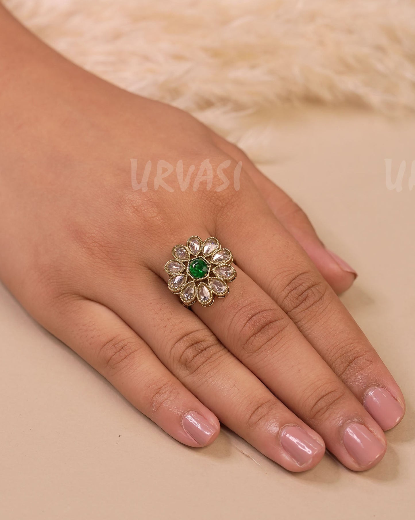 Mehendi Floral Teardrop Designed Finger Ring FR 102