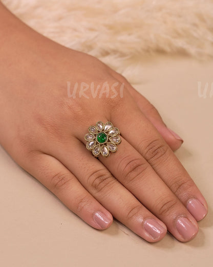 Mehendi Floral Teardrop Designed Finger Ring FR 102
