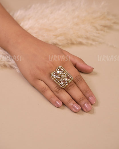 Mehendi Polish Floral Cluster Motif Finger Ring FR 100