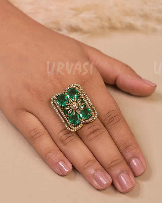 Mehendi Polish Floral Cluster Motif Finger Ring FR 100