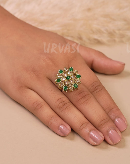 Mehendi Polish Floral Studded Finger Ring FR 95