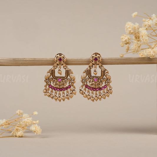 Gold-Toned Peacock Motif Earrings ER 104