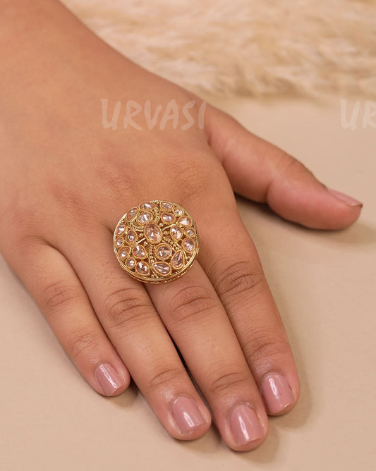 Gold-Plated Kundan Finger Ring FR 87