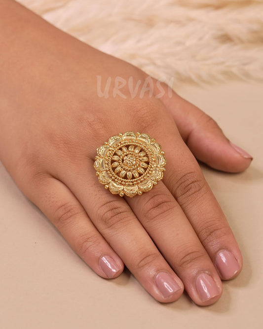 Gold-Plated FLORAL  Finger Ring FR 83