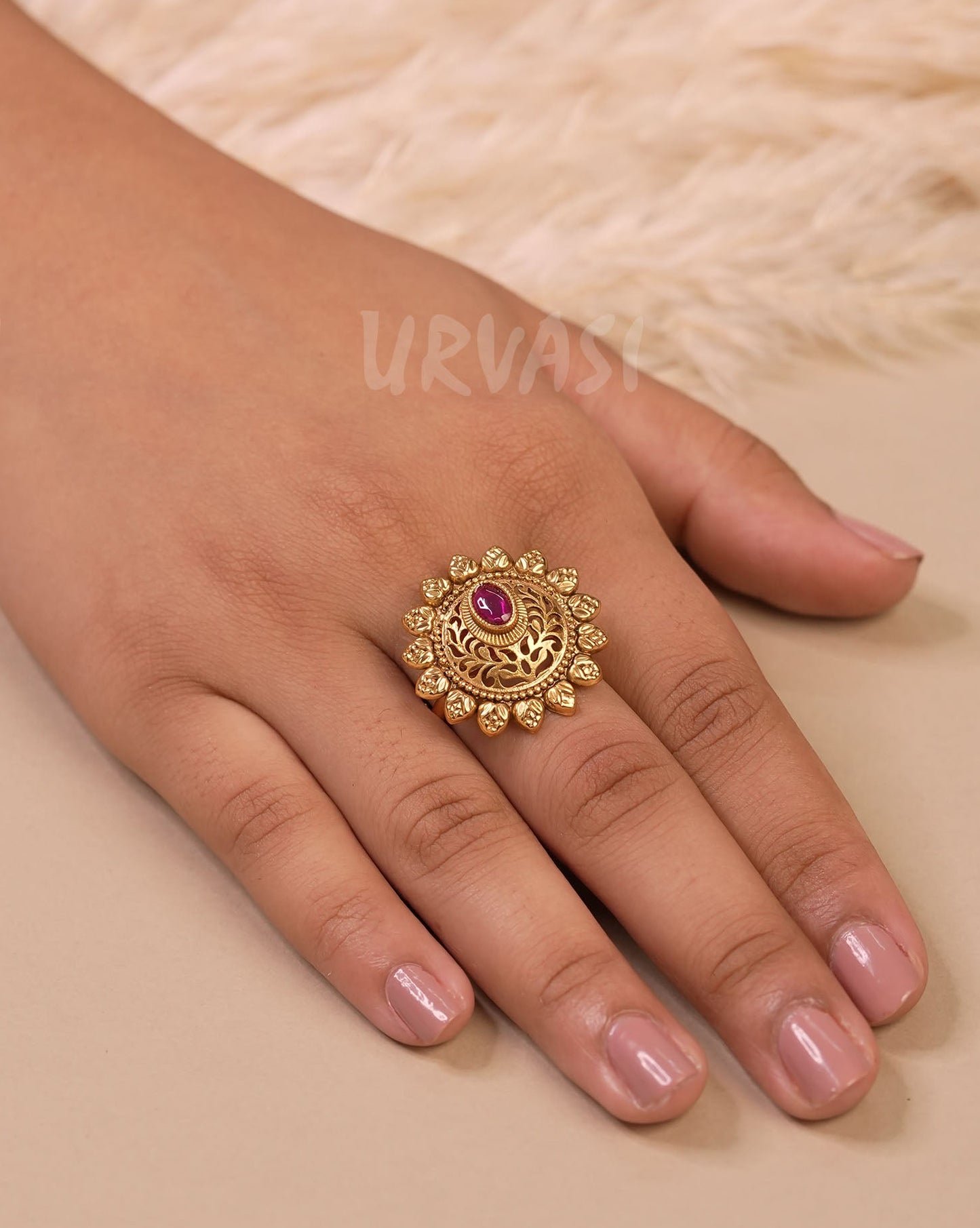 Gold Toned  Cocktail Finger Ring FR 82