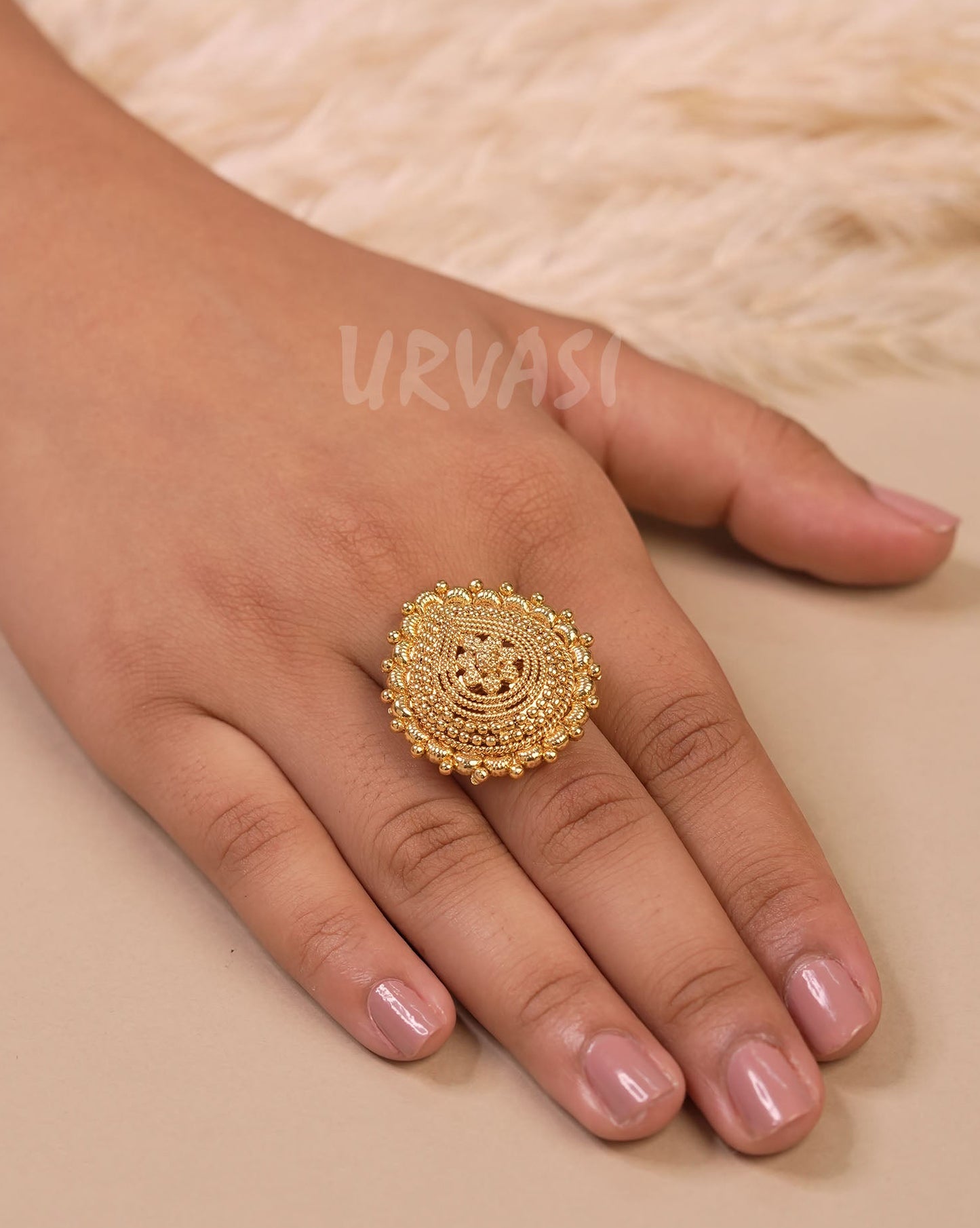 Gold Toned  Tear Drop Designed Finger Ring  FR 79
