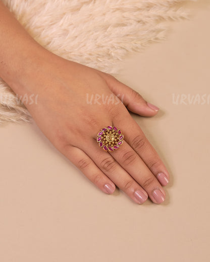 Gold-Toned Floral Replica Finger Ring FR 69