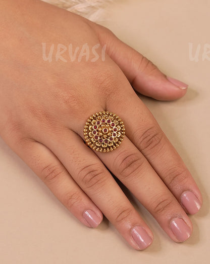 Gold-Toned Floral Replica Finger Ring FR 61