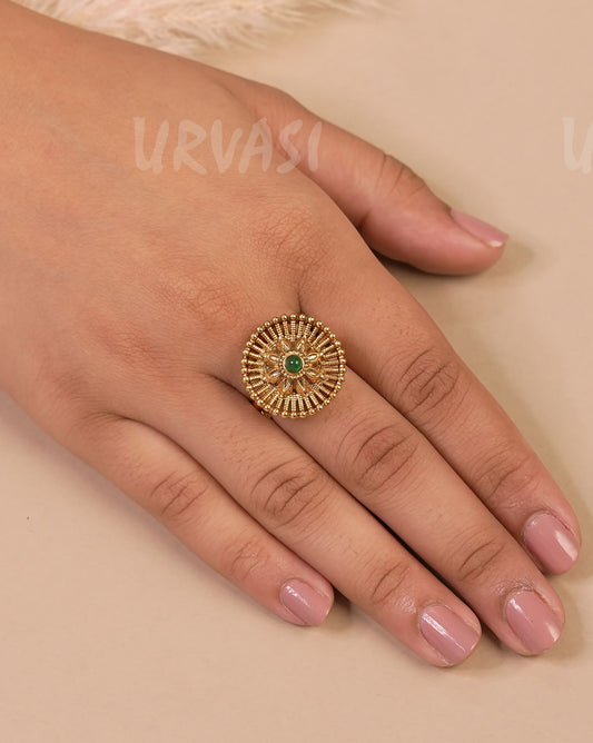Gold-Toned Floral Finger Ring FR 56