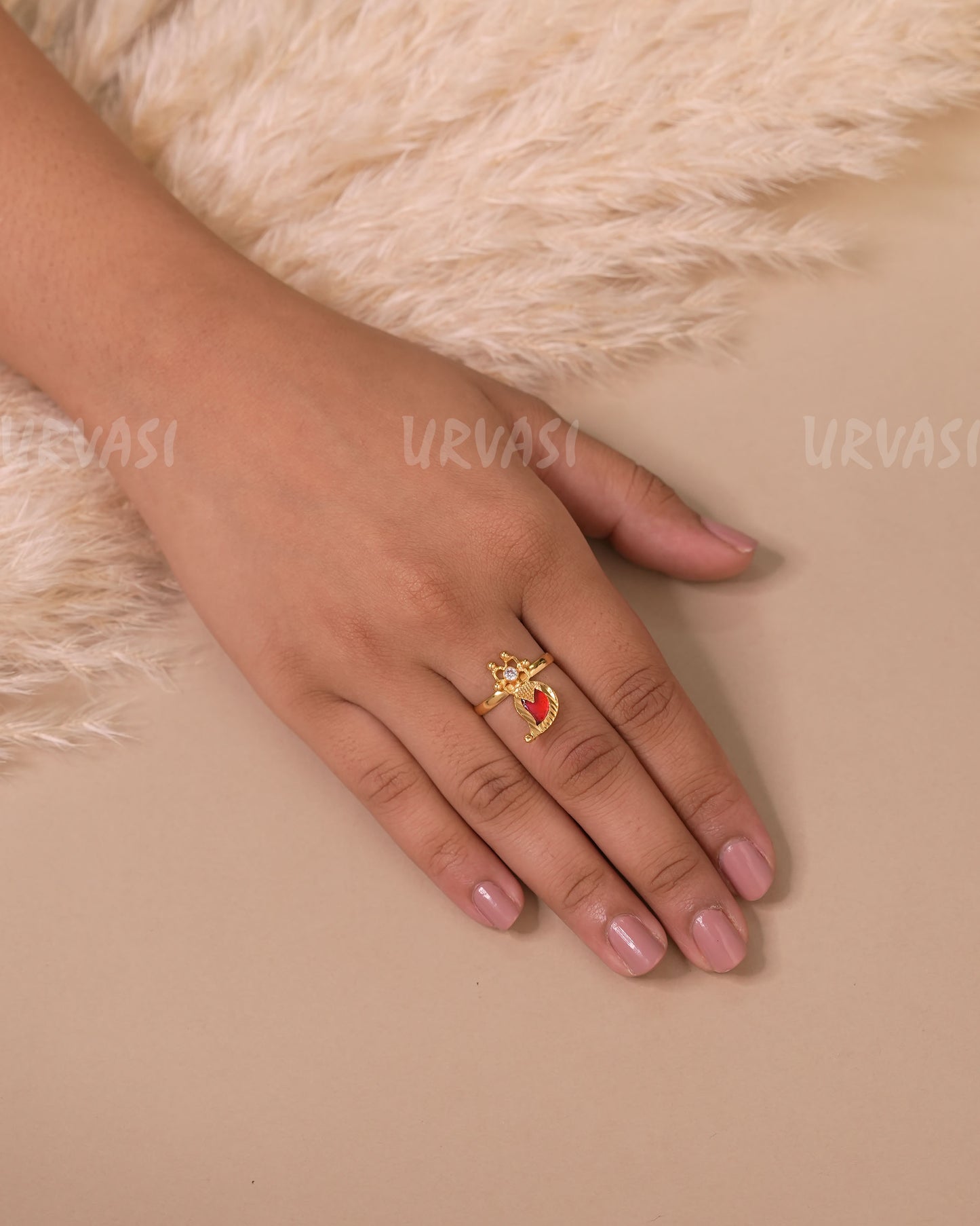 Gold Polish Traditional Mango Designed Finger Ring FR 51