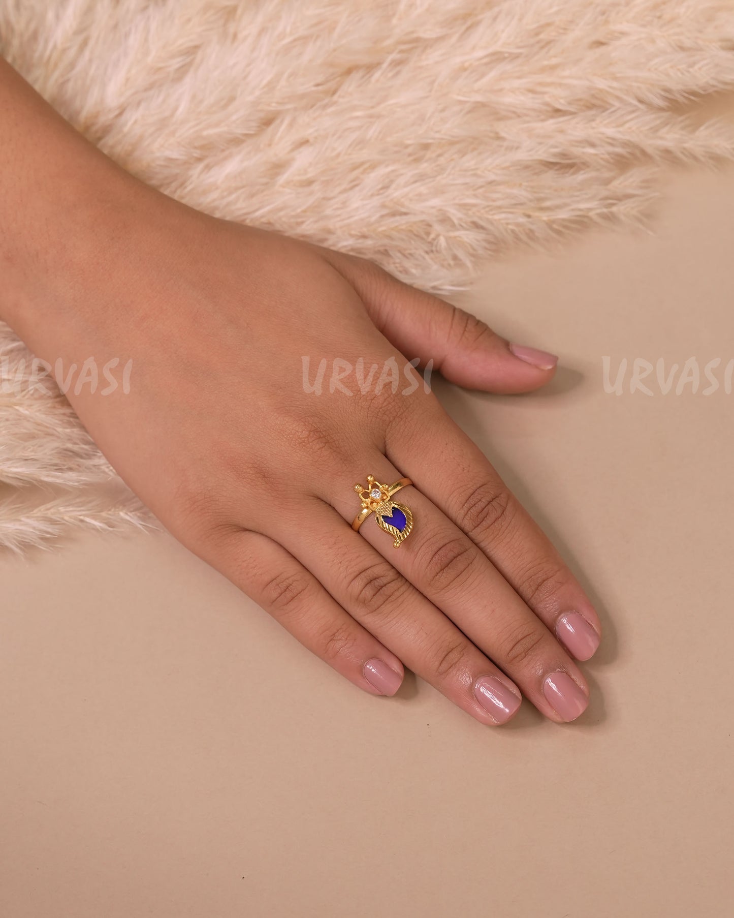 Gold Polish Traditional Mango Designed Finger Ring FR 51