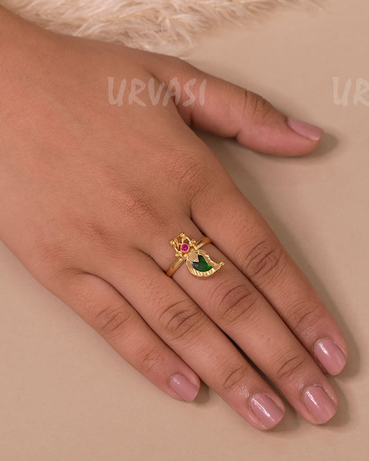 Gold Polish Traditional Mango Designed Finger Ring FR 51