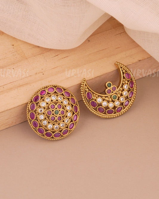 Mehendi-Polish Kundan Surya Chandra Designed Hair Choti HR 05