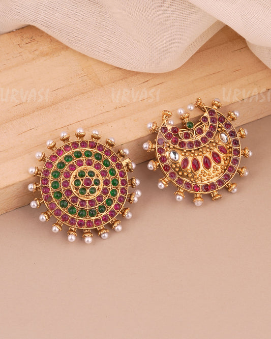 Gold Polish Half Moon Elegant Designed Hair Choti HR 03