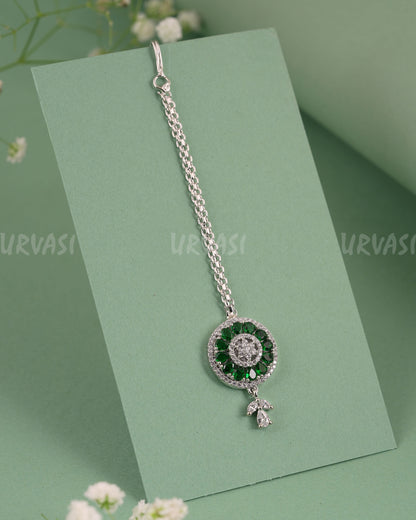 Rhodium-Polish Floral AD Stone Chutty CH 132
