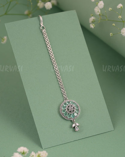 Rhodium-Polish Floral AD Stone Chutty CH 132