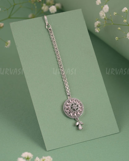 Rhodium-Polish Floral AD Stone Chutty CH 132
