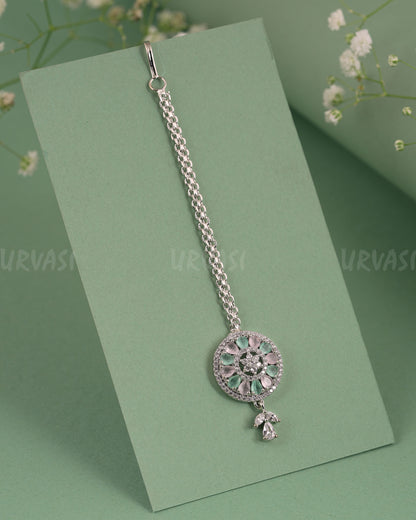 Rhodium-Polish Floral AD Stone Chutty CH 132