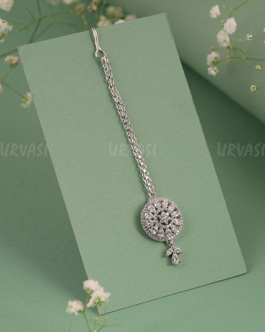 Rhodium-Polish Floral AD Stone Chutty CH 132