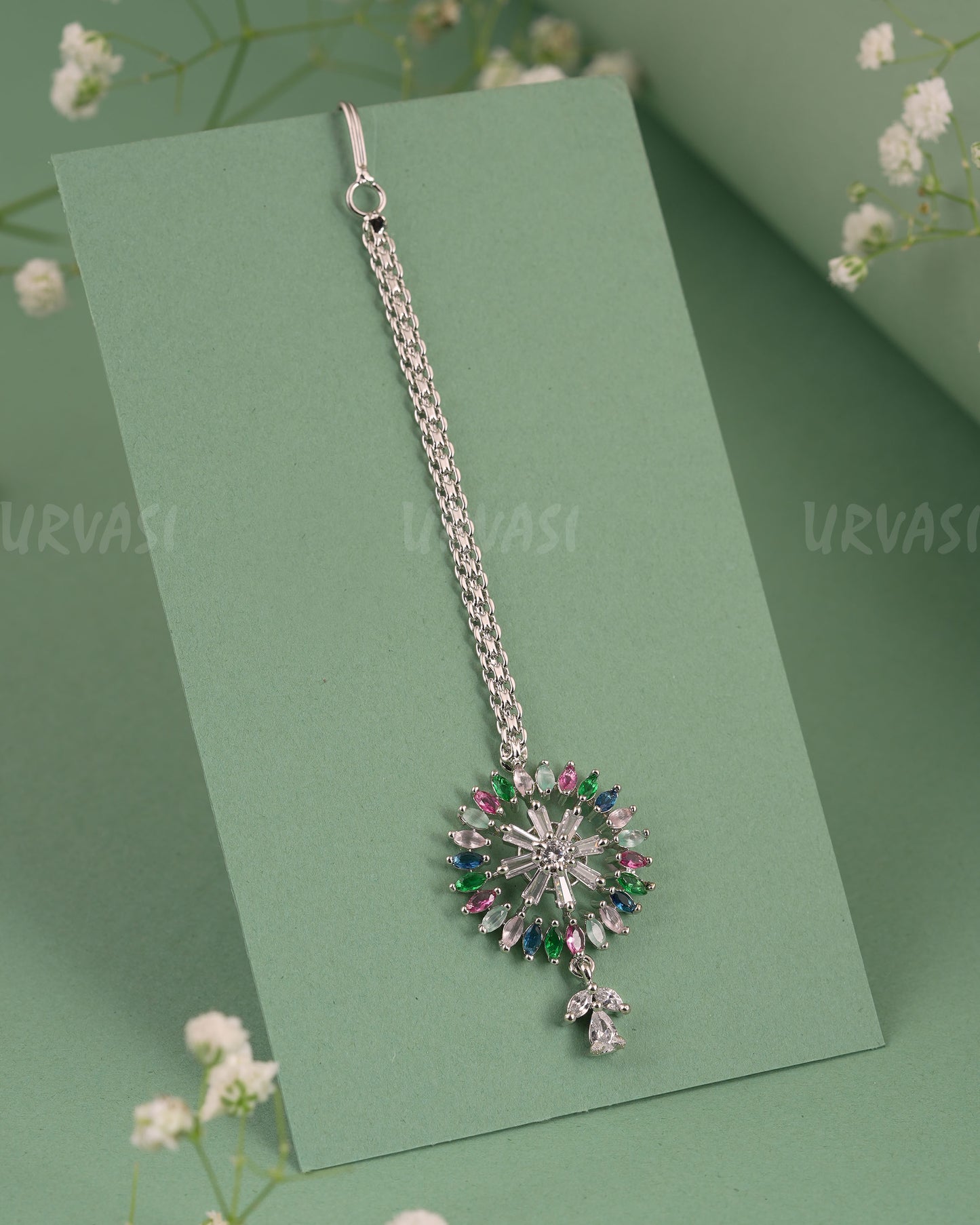 Rhodium-Polish Floral Designed Chutty CH 129