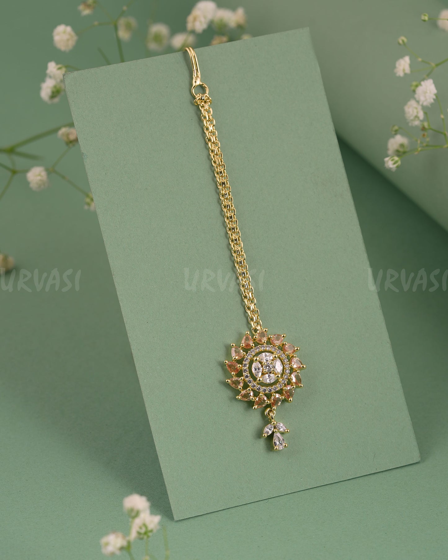 Gold-Polish AD Stone Chutty CH 126