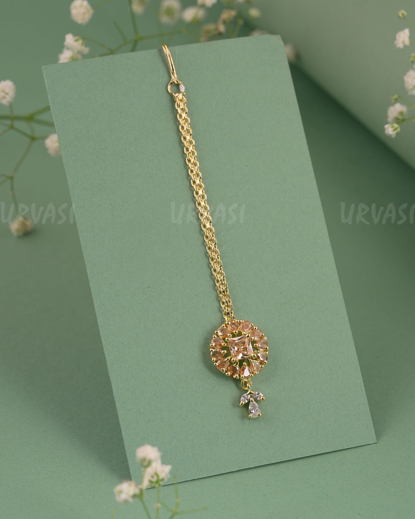 Gold-Polish Floral Stone Designed Chutty CH 124