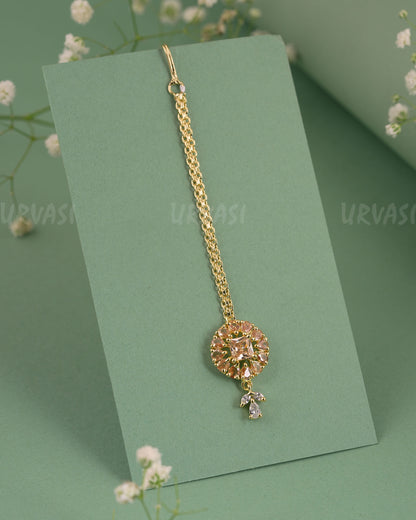 Gold-Polish Floral Stone Designed Chutty CH 124