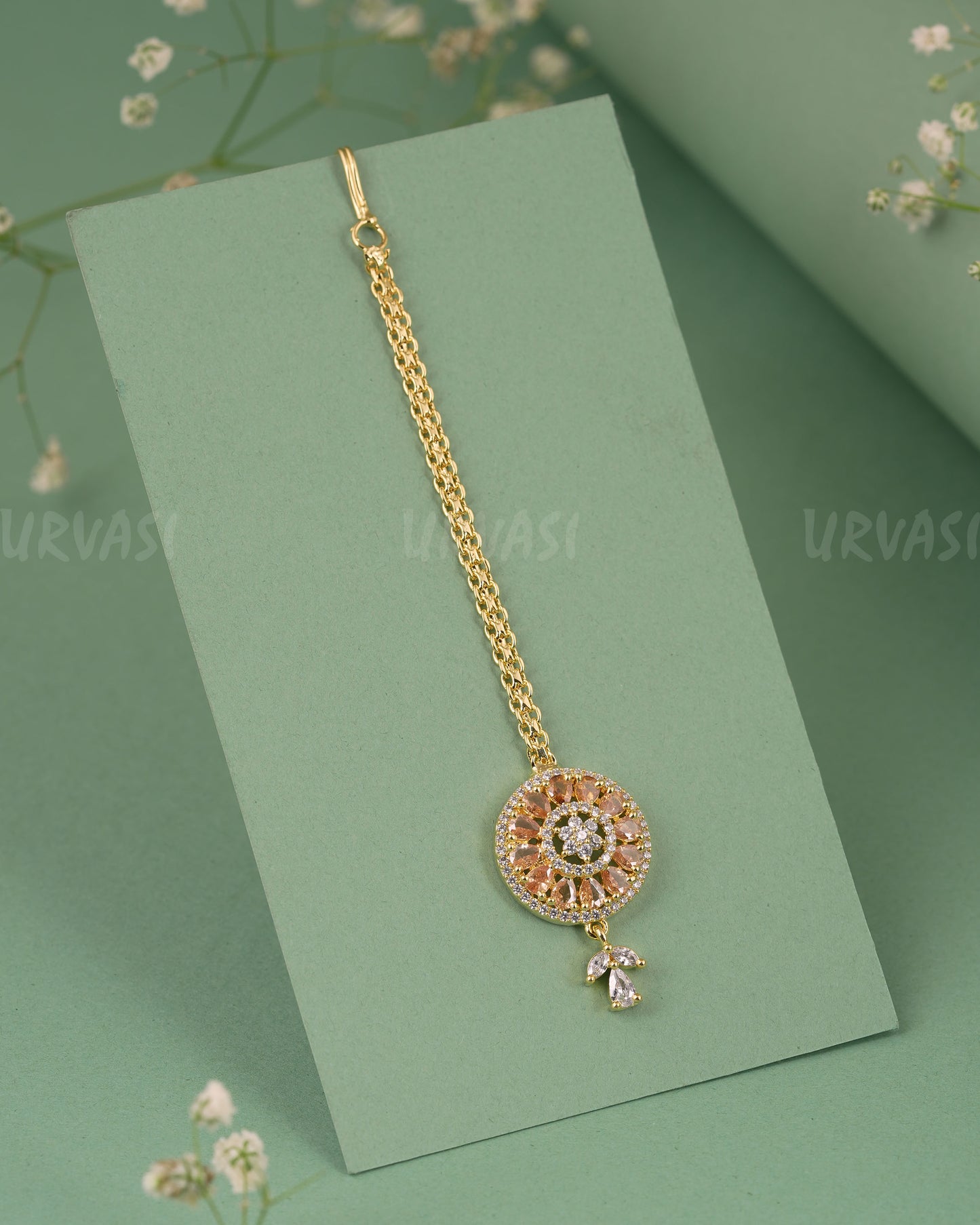 Gold-Polish AD Stone Floral Designed Chutty CH 133
