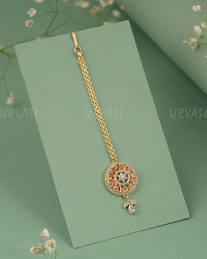 Gold-Polish AD Stone Floral Designed Chutty CH 133