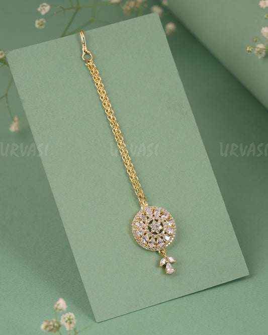 Gold-Polish AD Stone Floral Designed Chutty CH 133