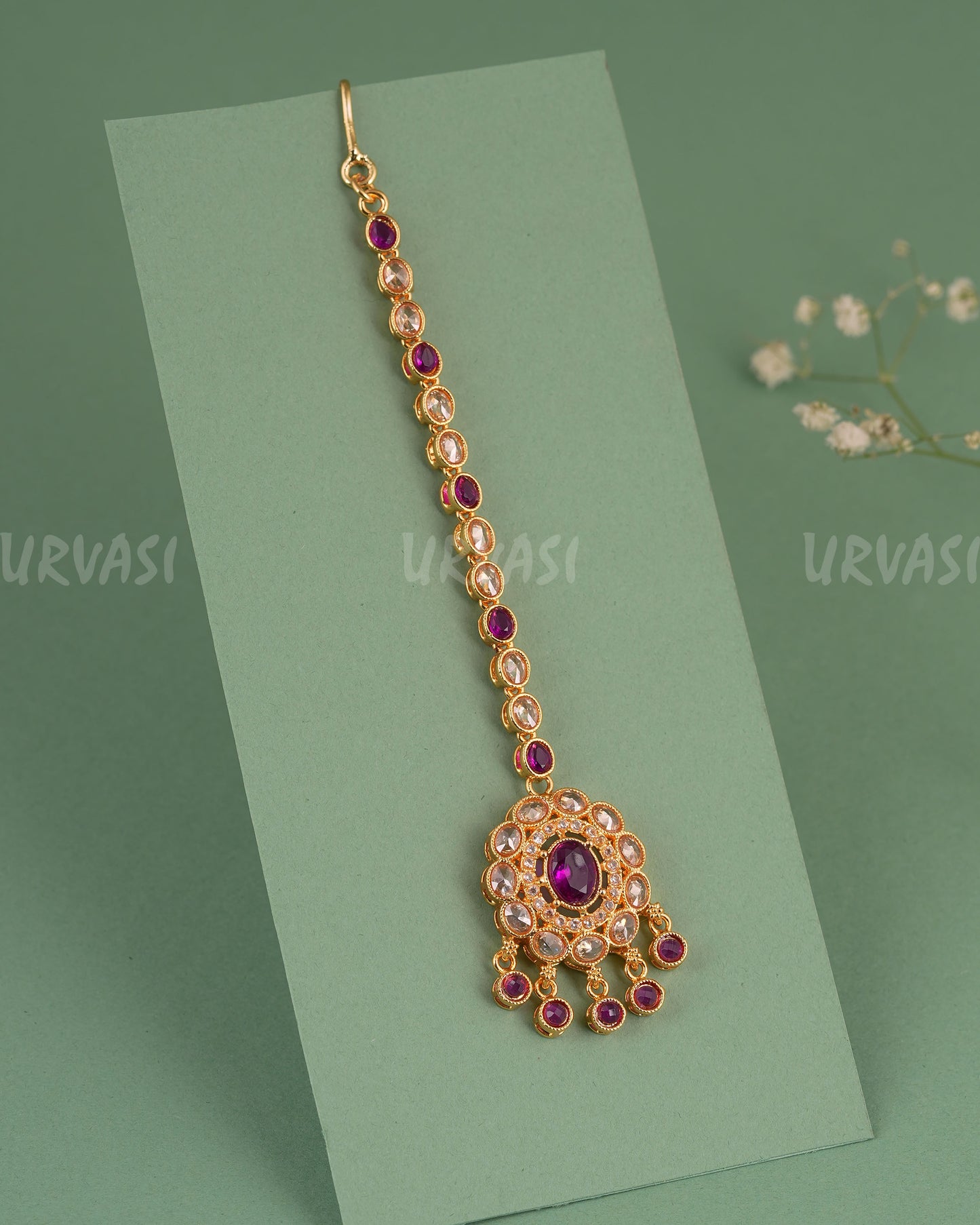 Gold-Toned Floral Kundan Stone Chutty CH 147