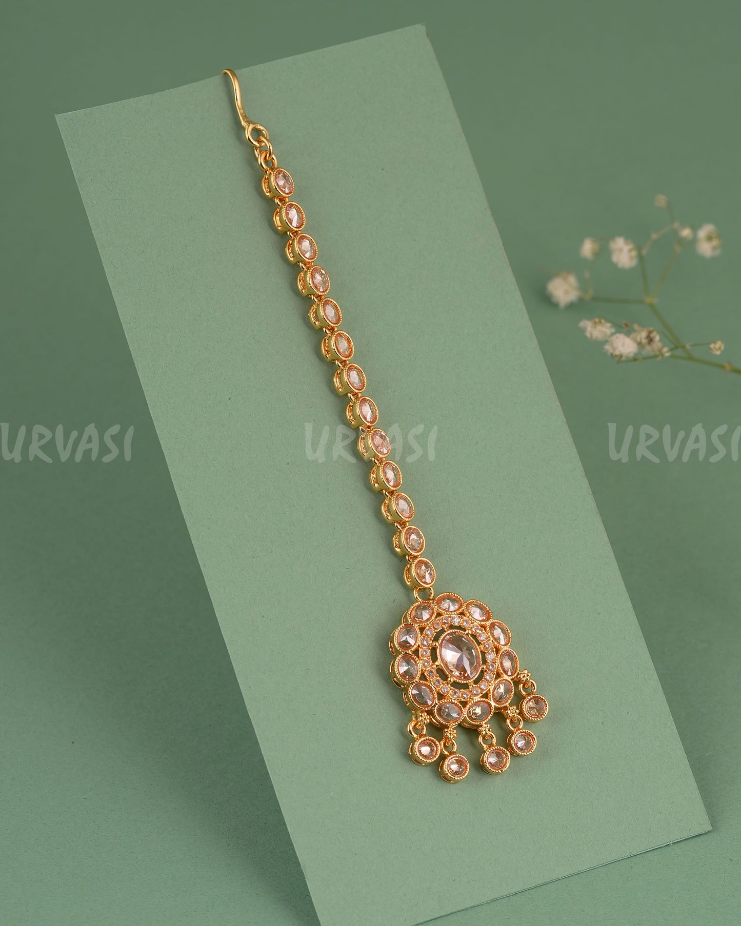 Gold-Toned Floral Kundan Stone Chutty CH 147