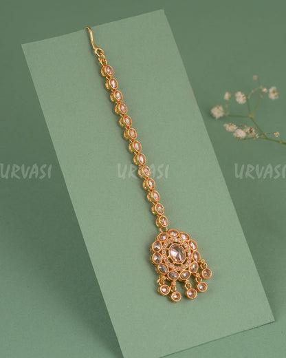 Gold-Toned Floral Kundan Stone Chutty CH 147
