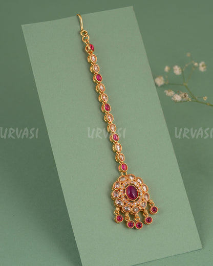 Gold-Toned Floral Kundan Stone Chutty CH 147