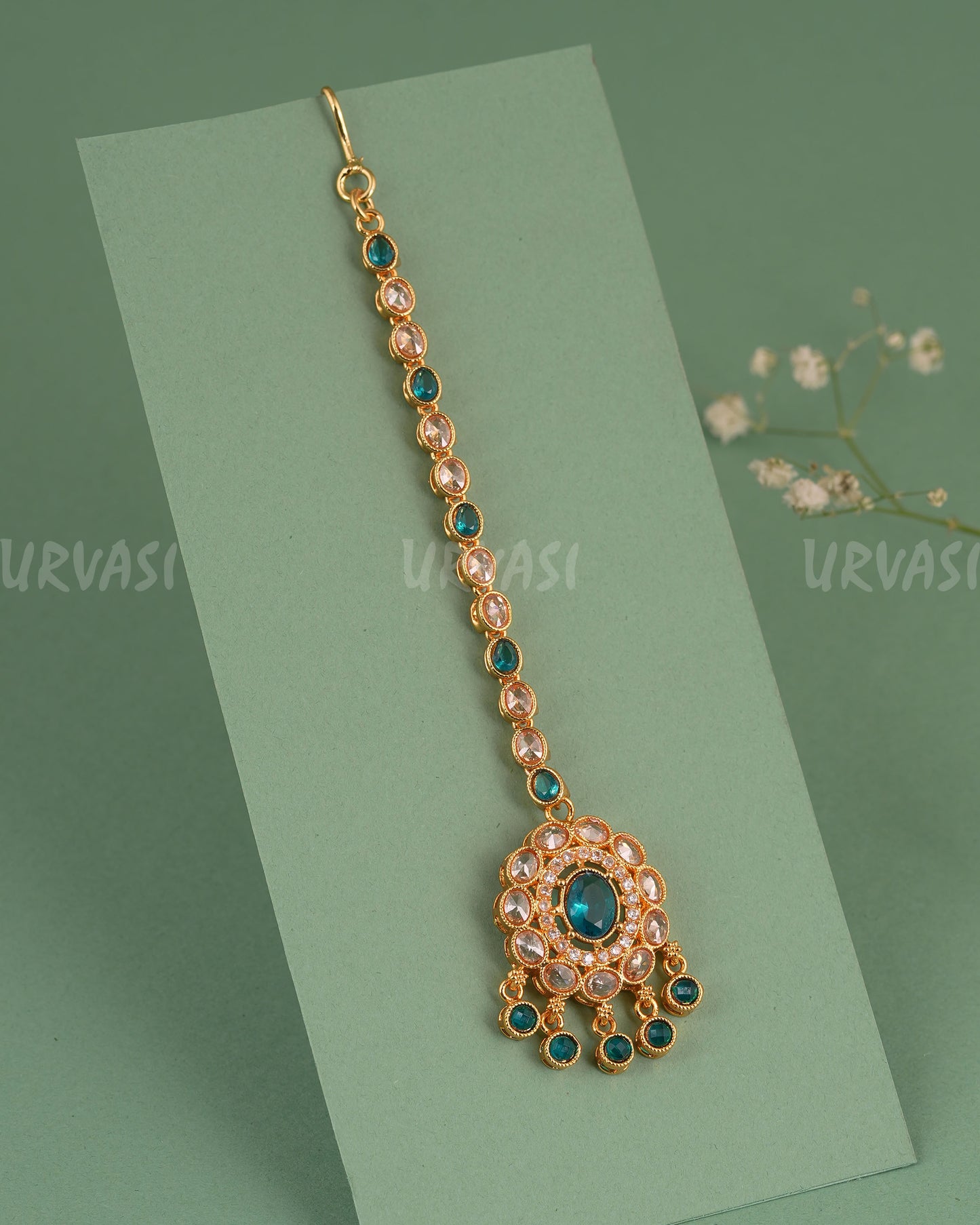 Gold-Toned Floral Kundan Stone Chutty CH 147