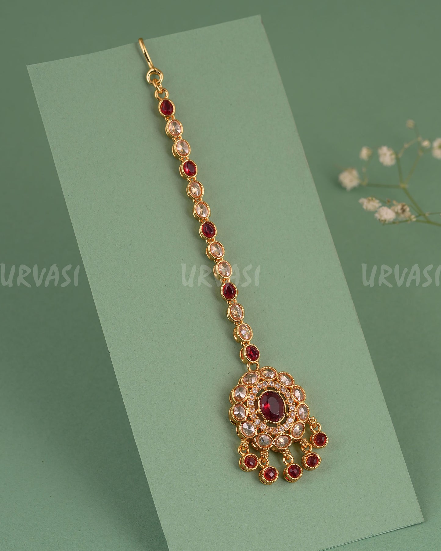 Gold-Toned Floral Kundan Stone Chutty CH 147