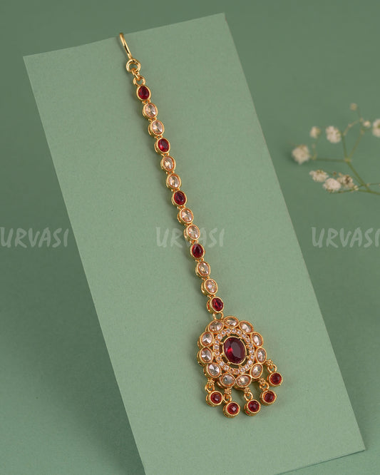 Gold-Toned Floral Kundan Stone Chutty CH 147