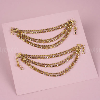 Gold-Toned Three-Layer Beaded Ear Chain EC 05