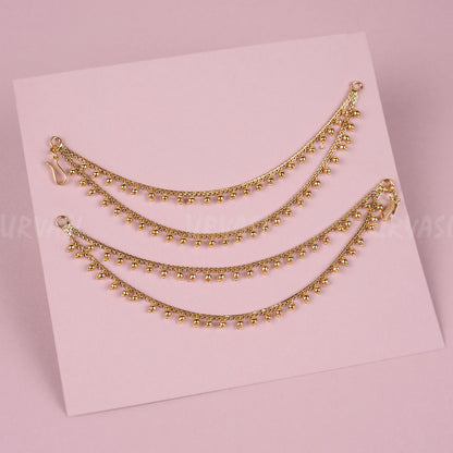 Gold-Toned Two-Layer Beaded Ear Chain EC 14