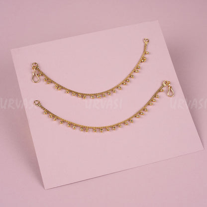 Gold-Toned SingleLine Beaded Ear Chain EC 15