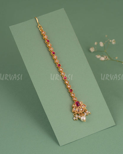 Gold-Polish AD Stone Chutty CH 143