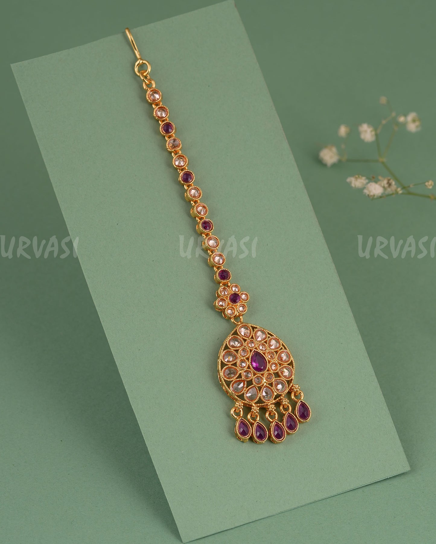 Gold-Toned Floral Teardrop Designed Chutty CH 142