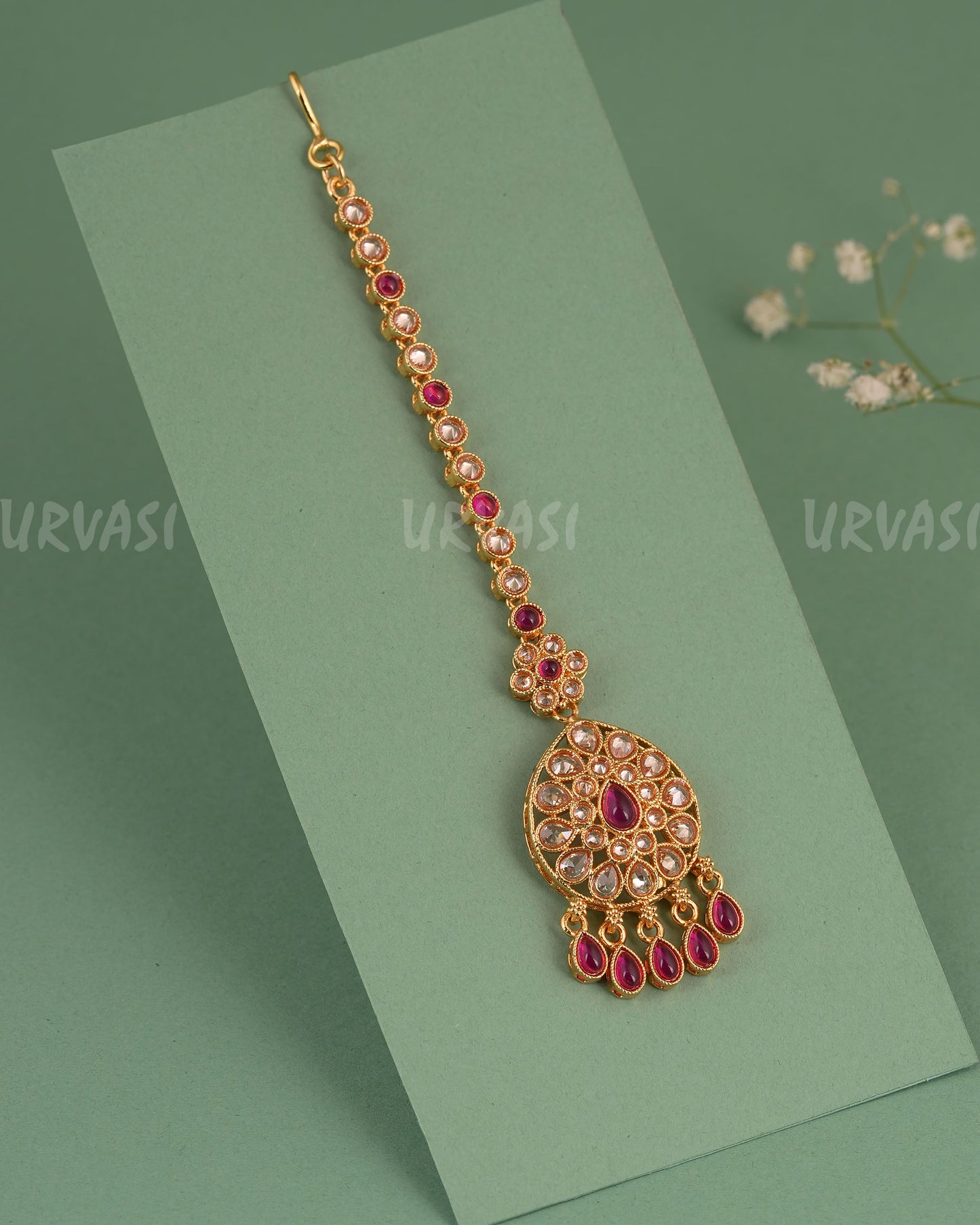 Gold-Toned Floral Teardrop Designed Chutty CH 142