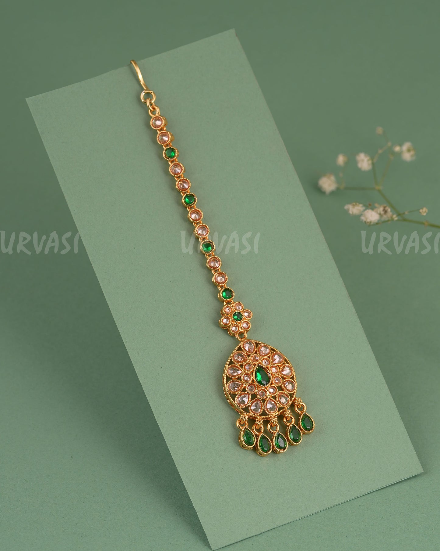 Gold-Toned Floral Teardrop Designed Chutty CH 142