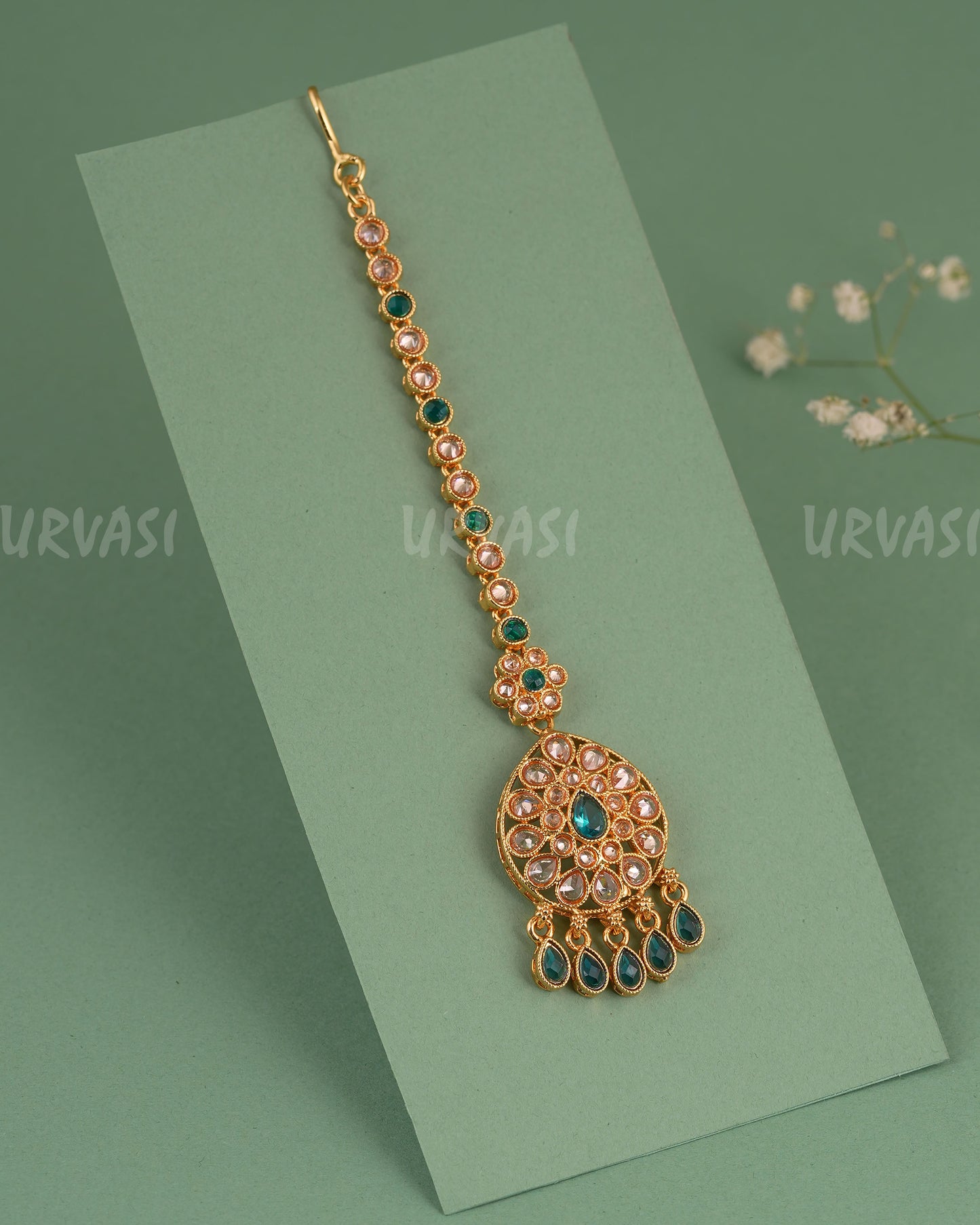 Gold-Toned Floral Teardrop Designed Chutty CH 142