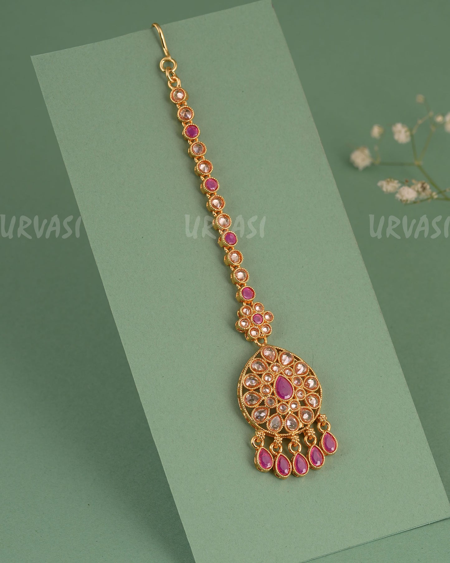Gold-Toned Floral Teardrop Designed Chutty CH 142